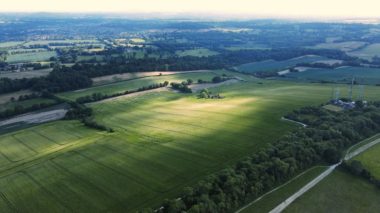 Aerial shot of field and farmland