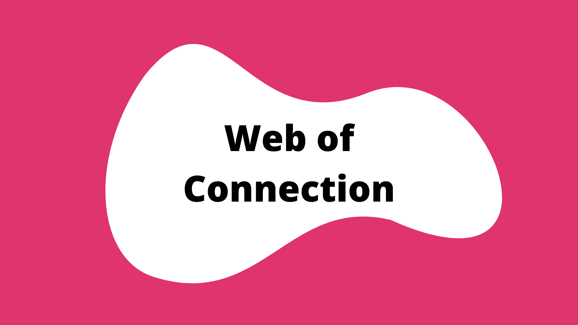 "Web of Connection" activity button. A pink square with a white blob in the center. the title is in the blob.
