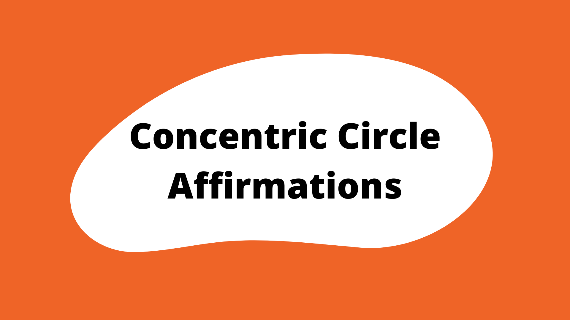 "Concentric circle affirmations" activity button. It is an orange square with a white blob in the center. The title is in the blob.
