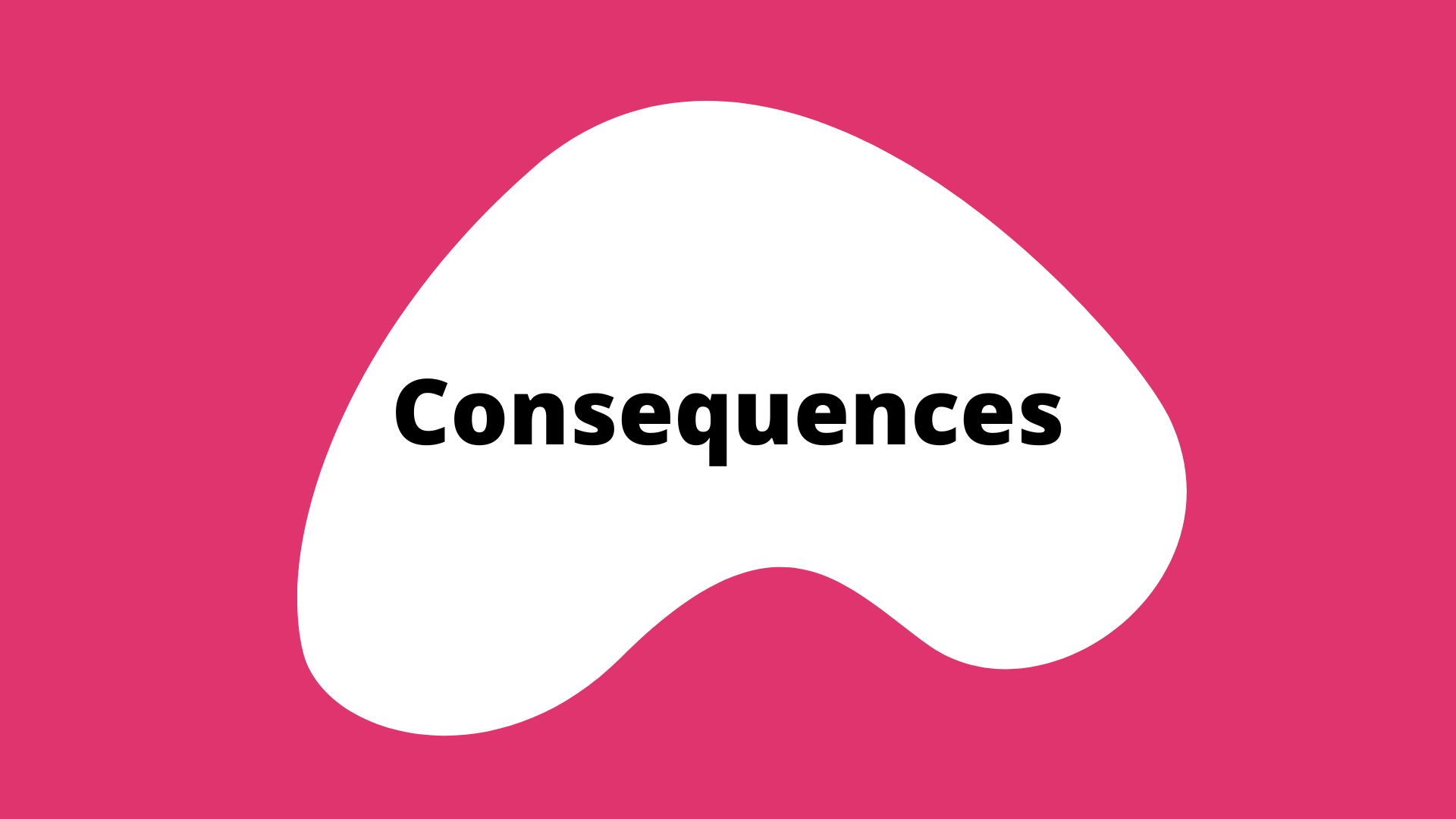 "Consequences" activity button. A pink square with a white blob in the center. The title is in the blob.