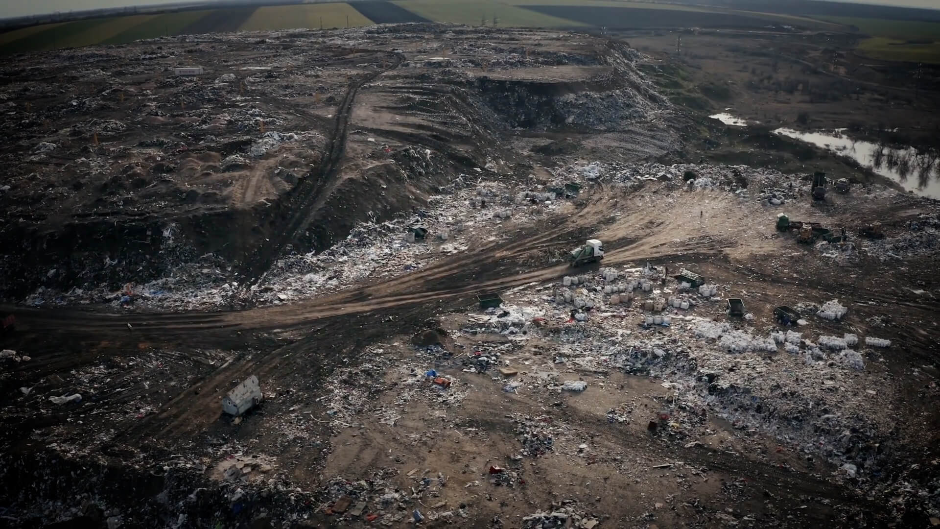Aerial shot of a quarry.